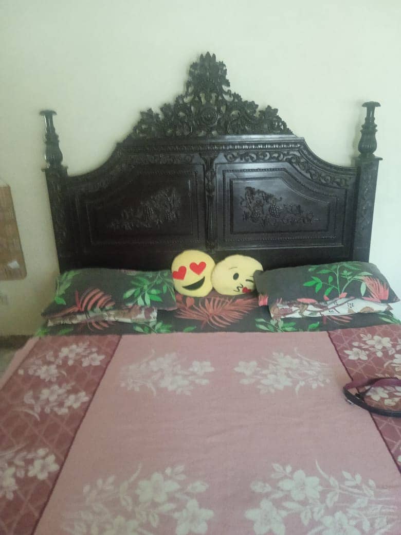 wooden bed with dressing table in good condition for sale 1