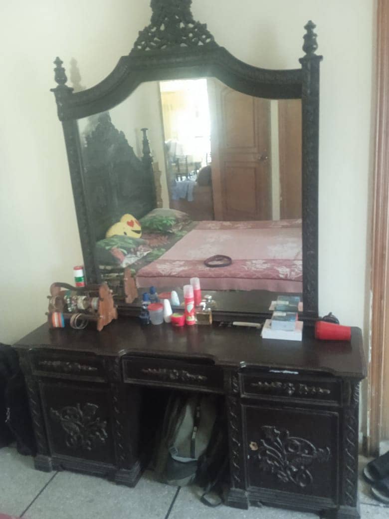 wooden bed with dressing table in good condition for sale 2