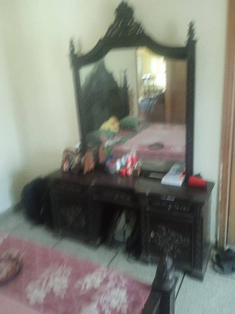 wooden bed with dressing table in good condition for sale 3