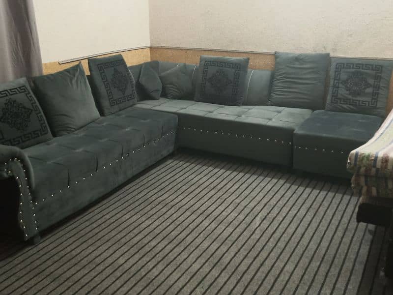 L-shaped sofa  with carpet 12 by 15 curtains free 03335313428 2