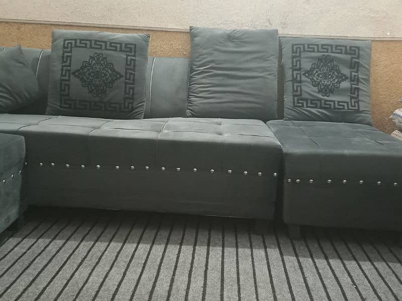 L-shaped sofa  with carpet 12 by 15 curtains free 03335313428 3