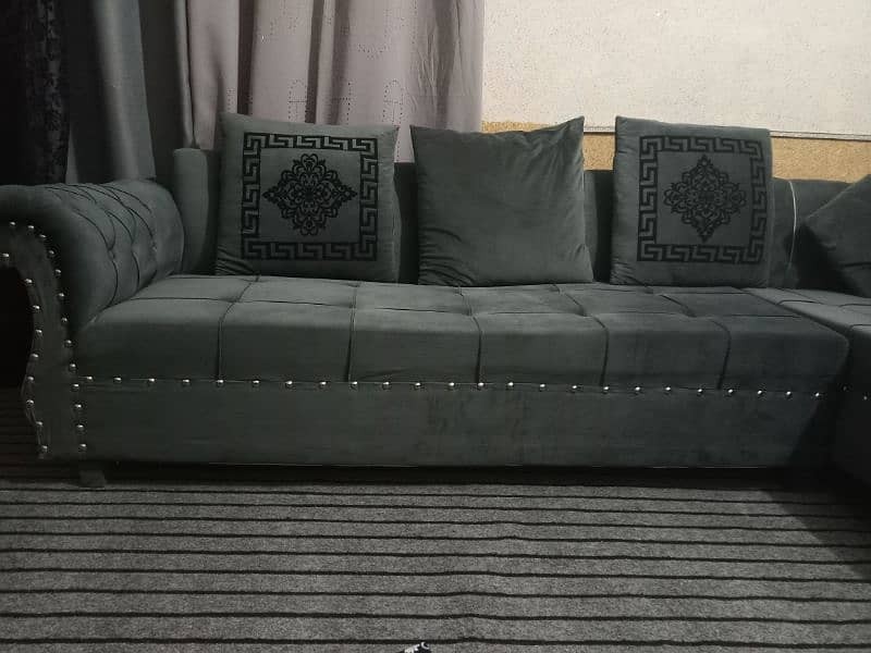 L-shaped sofa  with carpet 12 by 15 curtains free 03335313428 4