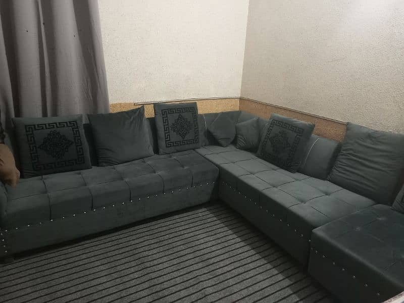 L-shaped sofa  with carpet 12 by 15 curtains free 03335313428 5