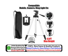 High Quality 4.5Ft Height Tripod Stand & Holder for Mobile/Camera/DSLR