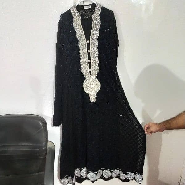 branded jet black fully embroidered 4 piece dress 2