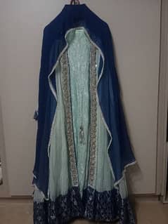 2nd hand pretty shadi Maxi dress with 2 dupattas blue