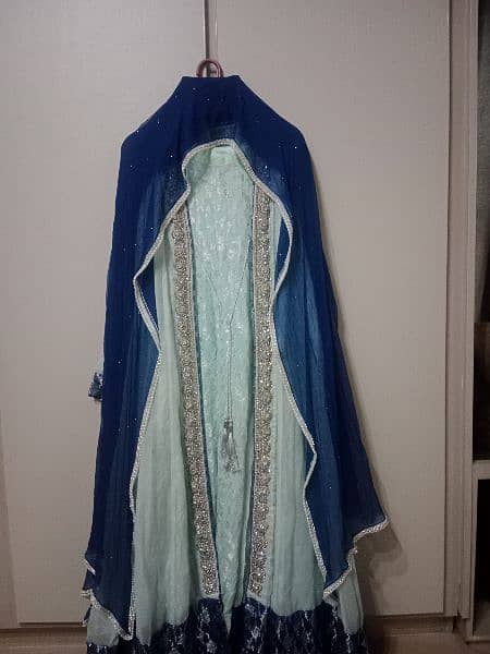 Used pretty shadi Maxi dress with 2 dupattas blue 3