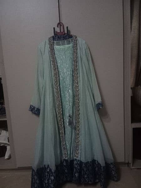Used pretty shadi Maxi dress with 2 dupattas blue 4