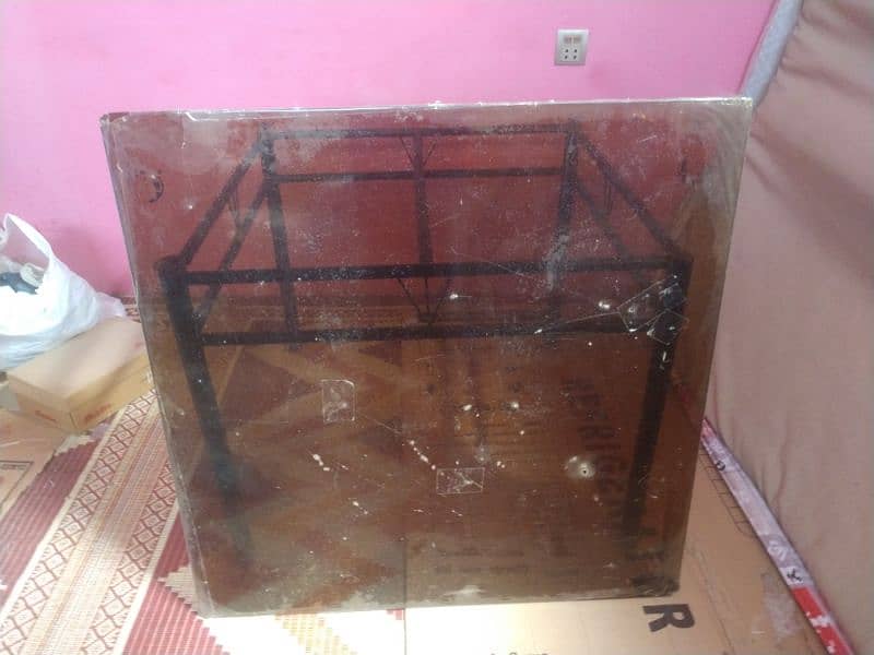 Metal table with thick glass 1