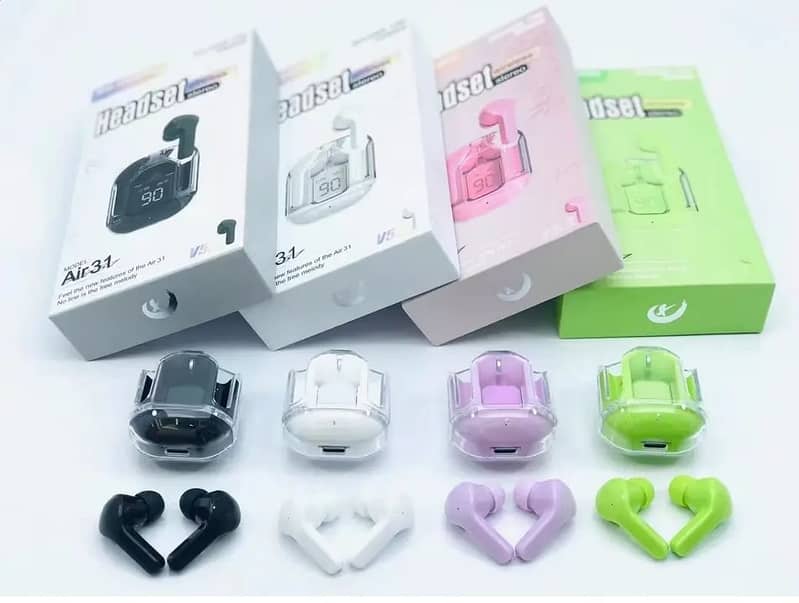 Free delivery Air31 Earbuds Wireless Crystal Transparent Bluetooth 5.3 5