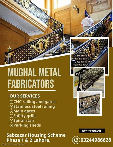 Main gates/ CNC railing for stairs and balcony  Fiberglass works/ park 6