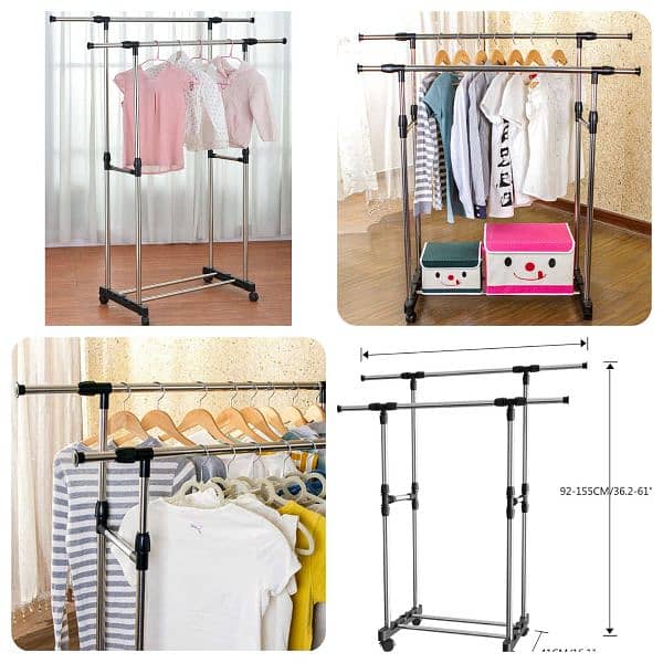 New) Double-Pole Telescope Cloth Stand Rack 2