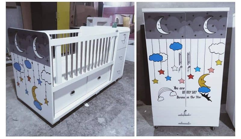 Babycot with Wardrobe with Mattress 7