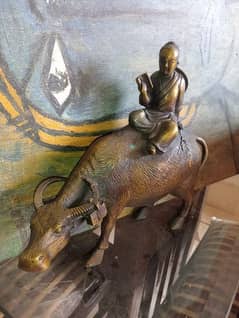 Very old antique Chinese man ox rider What's app 03188545977