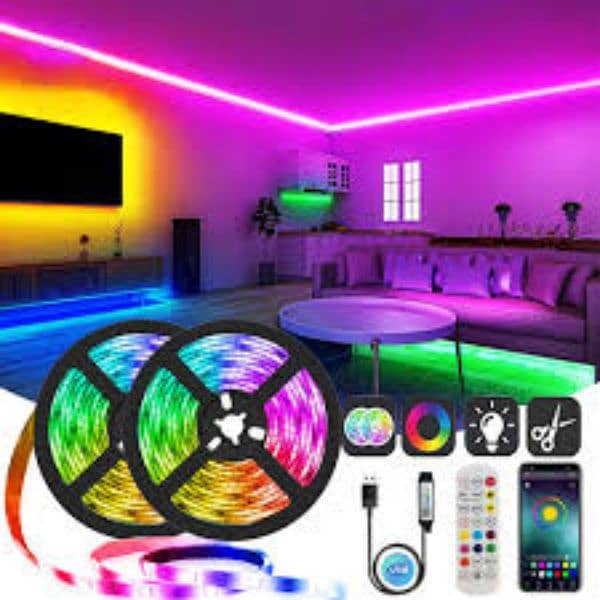 imported 20 meter strip light with remote, app control, charger, clips 3