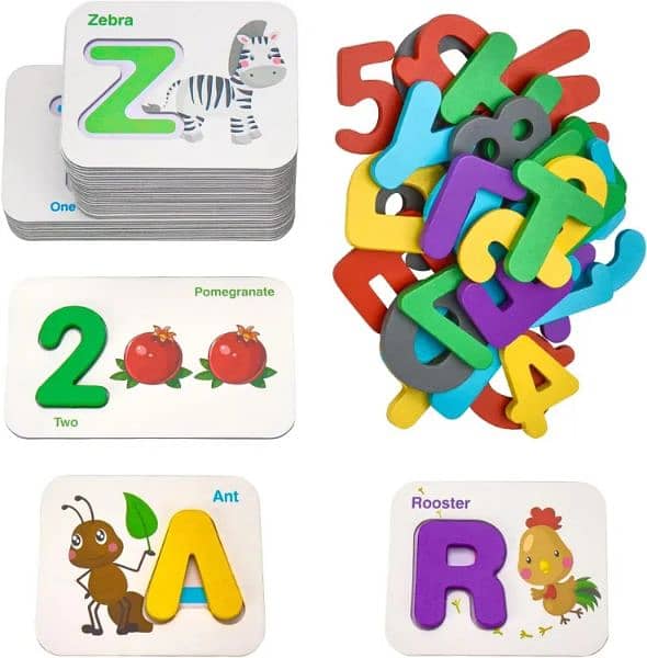 Imported Alphabet Flash Cards Sets, ABC Wooden Letter and Numbers 4