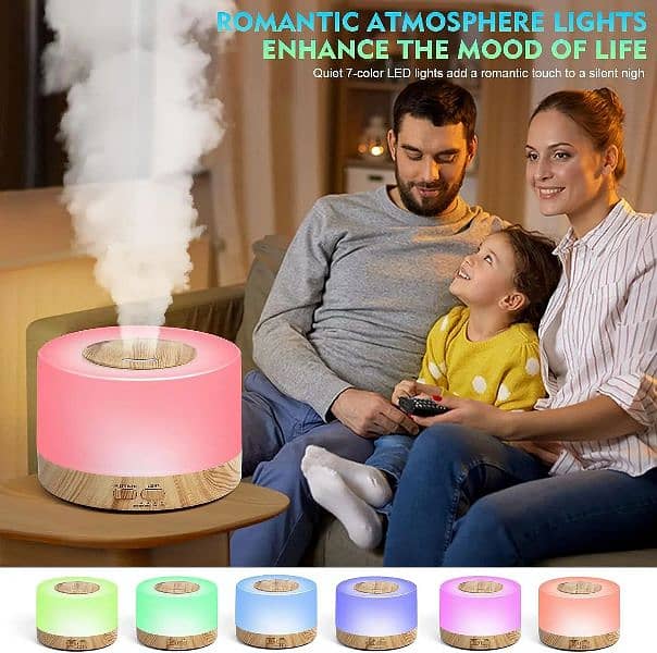 Imported UK LED 12w Aroma Humidifier 700ml Quiet, Timing, Colorful, 10