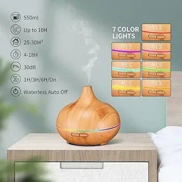 Imported UK LED 12w Aroma Humidifier 700ml Quiet, Timing, Colorful, 17