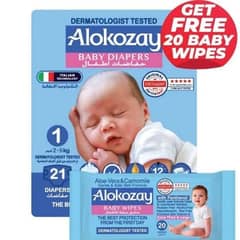 IMPORTED ALOKOZAY BABY DIAPERS - SIZE 1,2,3,4   WITH FREE WET WIPES