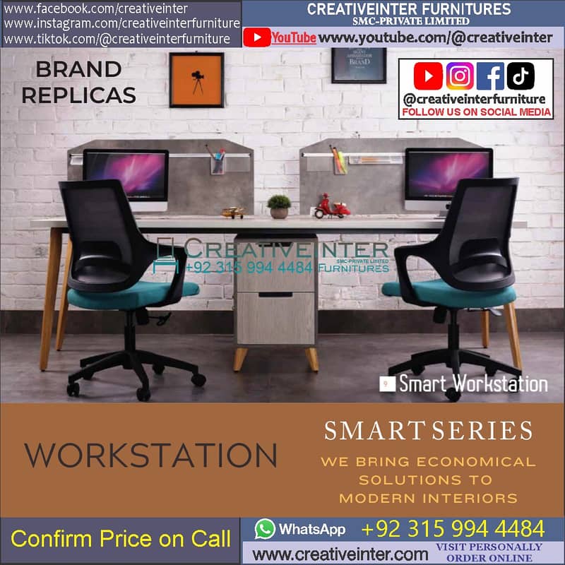 Office workstation table Conference desk chair laptop study meeting 2