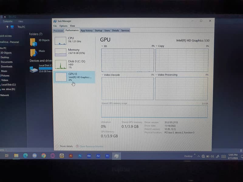 Intel core i5 6th gen laptop with 4 gb  GPU 7