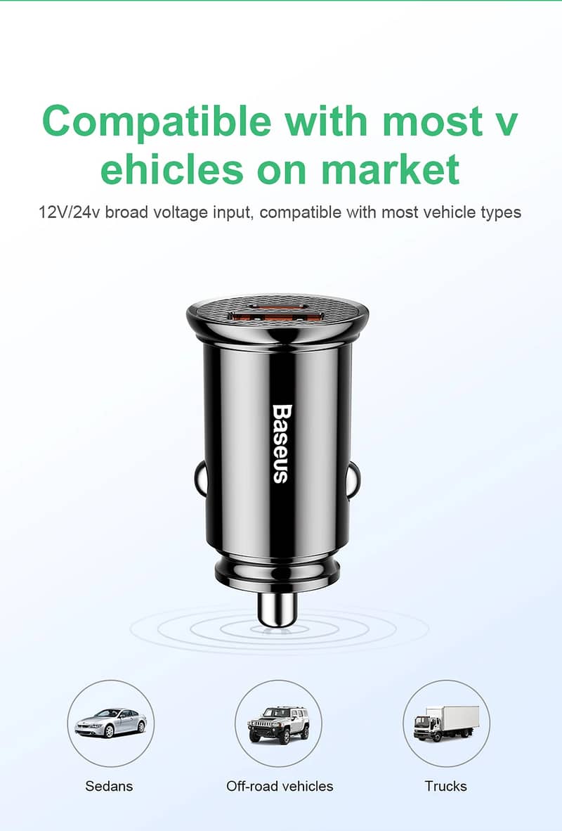 Baseus USB + Type C Car Fast Charger Quick Charge QC 4.0 PD 3.0 5A 5