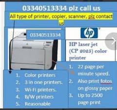 HP LASERJET CP2025 COLOR & BLACK AND WHITE PRINTER, PORTABLE SIZE