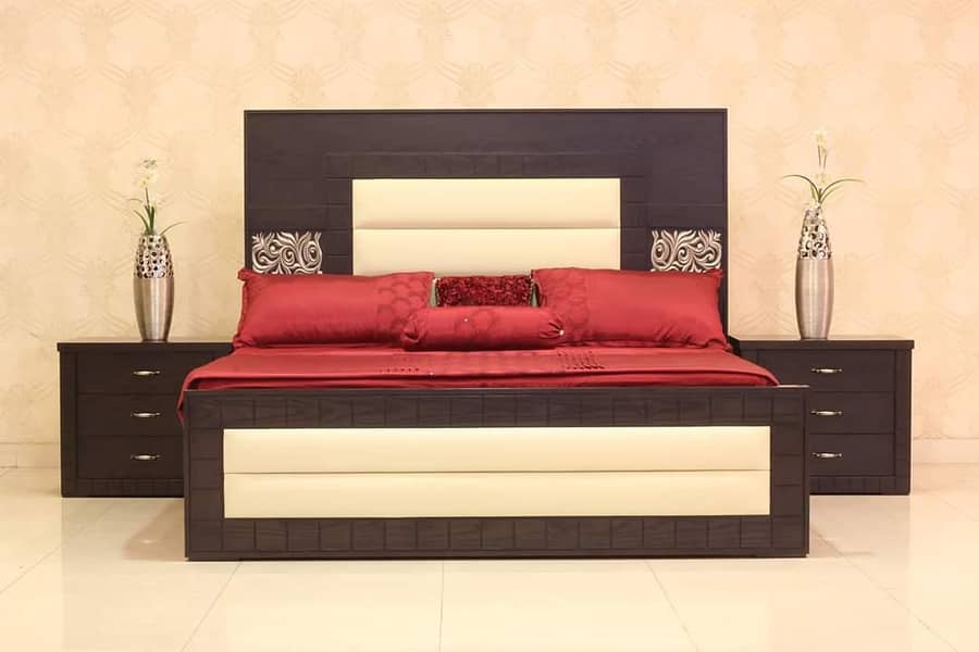 bed set/side tables/wardrobe/wooden bed dressing/almari/showcase 8