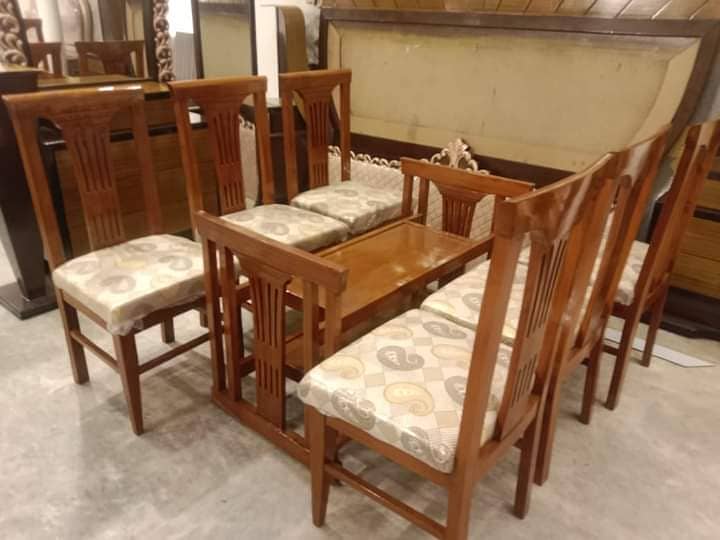 dining table/wooden chairs/6 chairs dining set/wooden round table 2