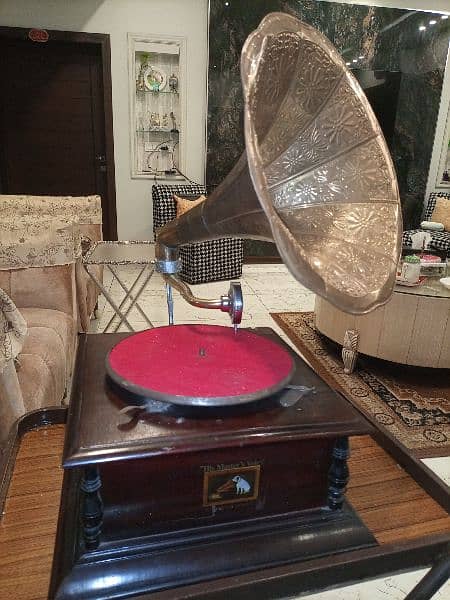 Gramophone with Golden Horn to Play 78 RPM Records. Video Available 0