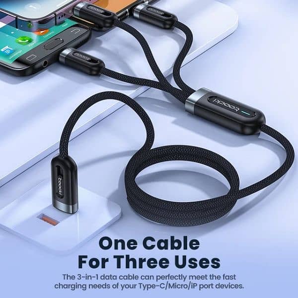 Toocki 3in1 Micro USB Type C Cable 66W Fast Charging Cable 4