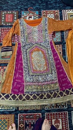 imbroided dress with mukaish kaliya