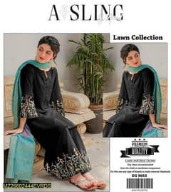 3 PC's women's unstitched lawn embroidered suit