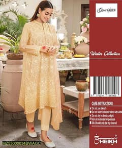 3 PC's women's unstitched linen Embroidered suit