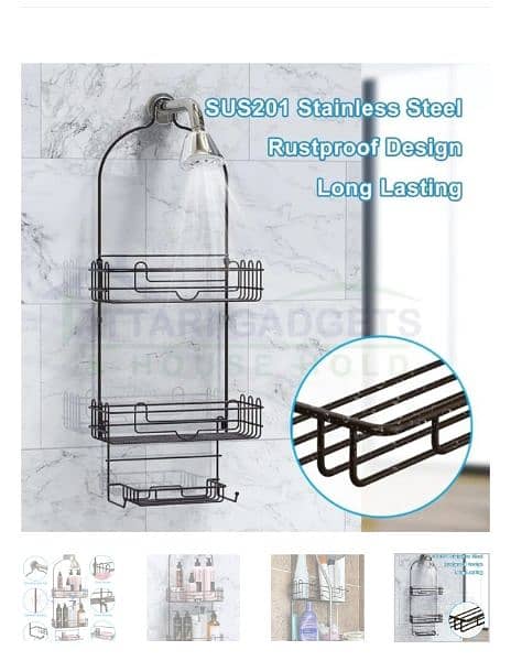 Over Head Shower Organizer, Metal Bathroom Shelf, 
Storage Cabinet 1