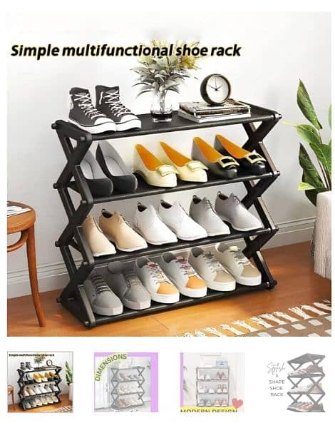 4 Layers X-Type Foldable | Plastic Storage Stool | Shoe Rack 0