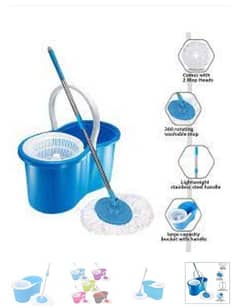 360 Degree Microfiber Spin Mop |  Toilet Brush With Stand 0