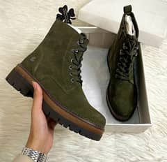 SUEDE CHUNKY LACE UP BOOTS 0