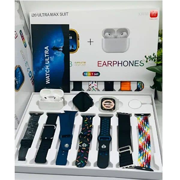 I20 Ultra Max With AirPods2 Bonus |10 In 1 Smartwatch Bundle 2.3 Inch 2