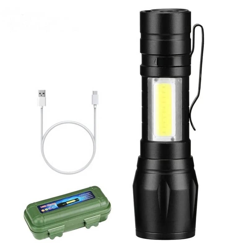 Torch - Mini LED Micro USB Charging With Cable And Case - USB Charging 5
