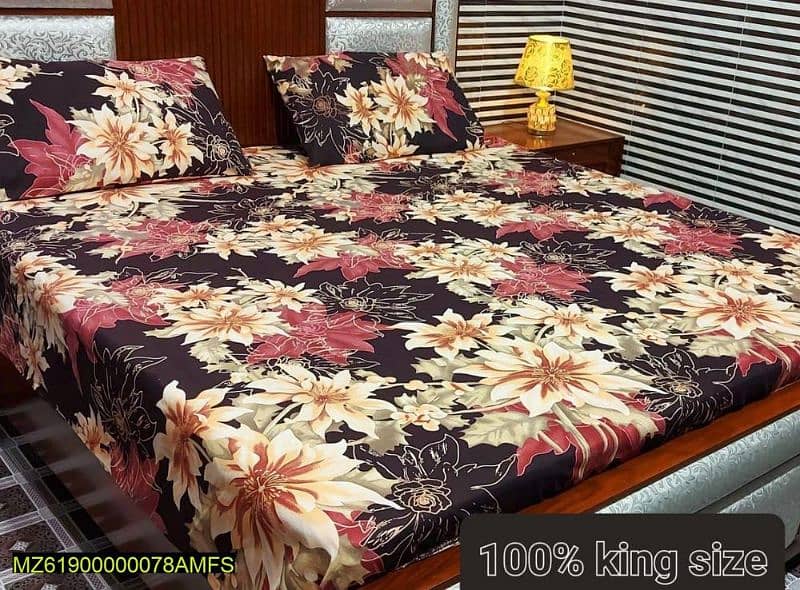 Crystal Cotton 3 Pcs Bedsheets (Premium quality) 13