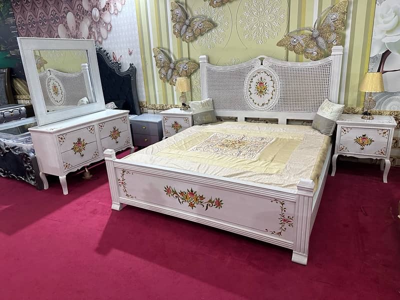Double bed /side table/furniture/king size bed/wooden bed/dressing 3