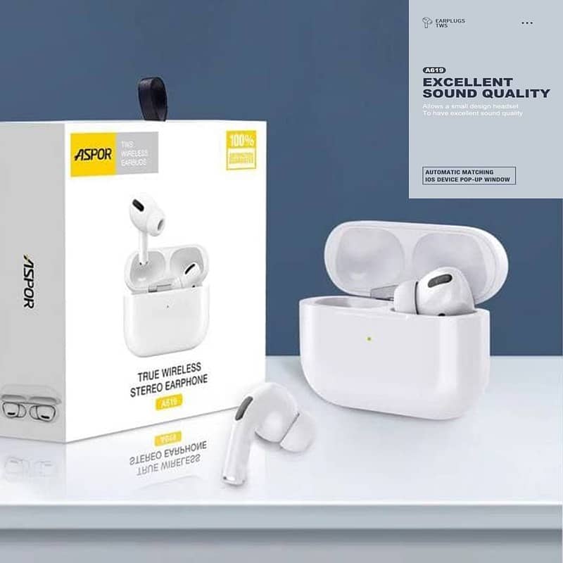 ASPOR A619 AIRPODS PRO HIFI SOUND 5.0 BT WIRELESS CHARGING 1