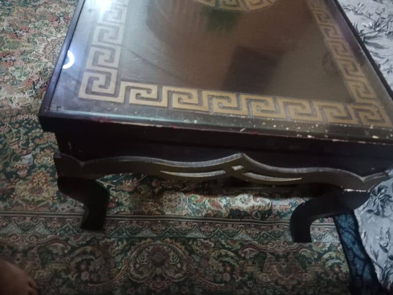 Versace Style Center Table Pure Wood And Glass 5