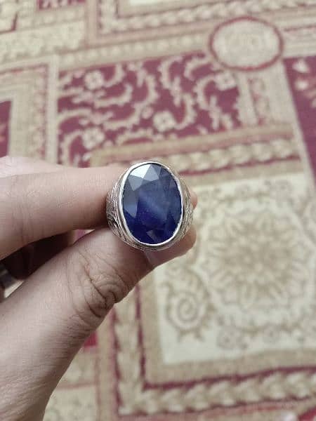 Blue Sapphire (10 Carat) Silver Ring 1