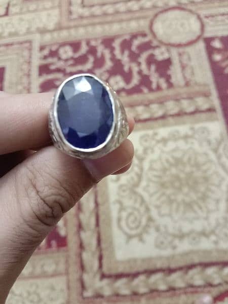 Blue Sapphire (10 Carat) Silver Ring 3