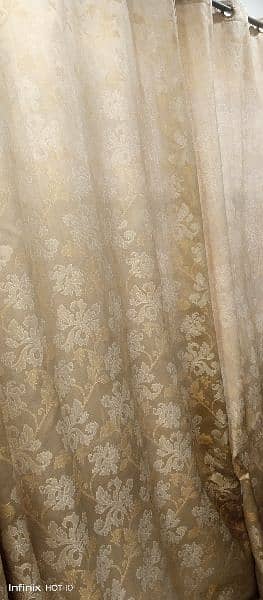 Jacquard Cream Color Curtains pair in good condition 1