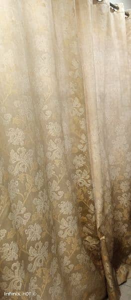 Jacquard Cream Color Curtains pair in good condition 3