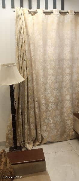 Jacquard Cream Color Curtains pair in good condition 5