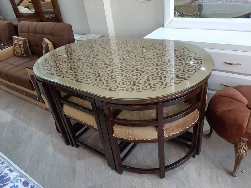 dining table set/wooden chairs/6 seater dining set/glass top dining 6